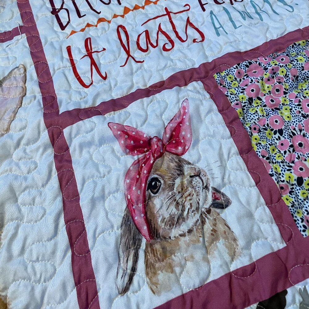 Handmade Quilt Patchwork Blanket, The Velveteen Rabbbit - Easter / Baby Shower - Picture 9 of 16